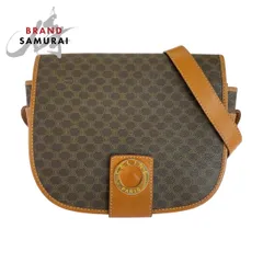 美品 CELINE セリーヌ ヴィンテージ マカダム サークルロゴ ブラウン ゴールド金具 PVC/レザー M10 ショルダーバッグ ポシェット 502808【中古】