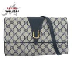 GUCCI グッチ ヴィンテージ オールドグッチ ネイビー グレー GGスプリームキャンバス 94 02 050 ショルダーバッグ レディース 505069【中古】