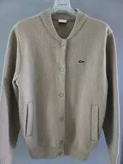 送料無料:) LACOSTE ラコステ ベージュ ウール カーディガン