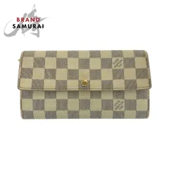 LOUIS VUITTON ルイヴィトン ダミエ アズール ポルトフォイユ サラ ホワイト グレー PVC N61735 長財布 ロングウォレット 506717【中古】