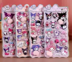 クロミ マイメロディ お尻3Dシール 4枚セット B・ハローキティ ドロップシール  ぷくぷくシール ステッカーデコ 装飾用 スマホケース飾り ねこ おしりぷにぷにシール ごほうびシール 立体 可愛いシール 手帳 貼り付け 水筒 ボンボンシール マイメロ