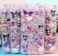 クロミ マイメロディ お尻3Dシール 4枚セット B・ハローキティ ドロップシール  ぷくぷくシール ステッカーデコ 装飾用 スマホケース飾り ねこ おしりぷにぷにシール ごほうびシール 立体 可愛いシール 手帳 貼り付け 水筒 ボンボンシール マイメロ