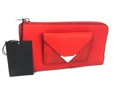 ■新品同様■ Alexander Wang アレキサンダーワン レザー L字ファスナー 長財布 ウォレット 小銭入れ 札入れ レッド系 FJ9102のサムネイル