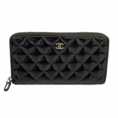 シャネル(Chanel) シャネル 長財布 マトラッセ パテントレザー ブラック シャンパンレディース