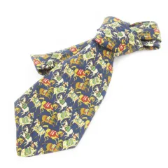 サルヴァトーレフェラガモ Salvatore Ferragamo ネクタイ レギュラー シルク 絹 馬柄 総柄 紺 ネイビー /CK27 ■GY11