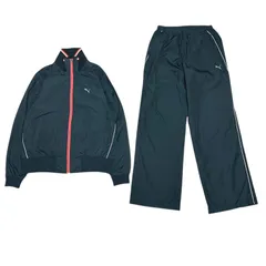 PUMA プーマ　ナイロンジャケット　上下　セットアップ　ナイロンパンツ　トラックジャケット　トラックパンツ　刺繍ロゴ　スポーツ　Y2K ネイビー　紺　Mサイズ