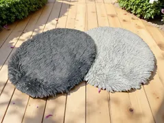 超ソフトでふわふわの薄型丸型長毛ペット用ベッド