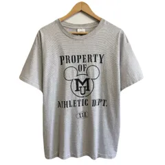 MICKEY&CO ミッキー Disney ディズニー アメカジ ボーダー シングルステッチ 半袖Tシャツ 白×グレー No.M362