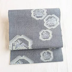 長め 名古屋帯 鳥 抽象模様 松葉仕立て 正絹 263