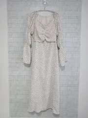 RAMIRAL　ラミラル　長袖ワンピース　レディース　トッド柄　薄手　胸元ギャザー　サイズ36　Sサイズ相当　春先　お出かけ