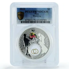 ニウエ 2ドル 結婚 幸福 愛 PR70 PCGS 金メッキ銀貨 2012年