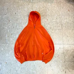 90s〜 【Russell athletic】 ラッセルアスレチック フルジップ パーカー 無地 オレンジ size.XL相当