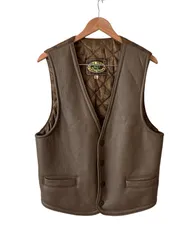  VERA PELLE レザーベスト　イタリア製　メンズ　ブラウン　茶色　Lサイズ【Z1747】