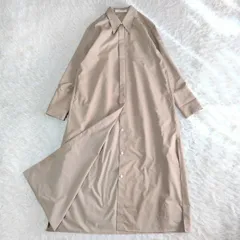 美品✨ ESTNATION エストネーション パールボタン ロングシャツワンピース ストレッチ ベージュ 36 参考定価4万円 マキシ