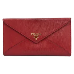 PRADA(プラダ) 長財布 - 1MF175 レッド エンベローブ レザー