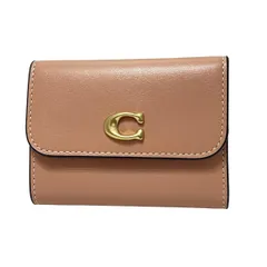 COACH(コーチ) 3つ折り財布美品  エッセンシャル カード ホルダー ウォレット CZ111 ピンクベージュ レザー
