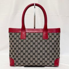 GUCCI GG Canvas Tote Bag Red Leather - メルカリ