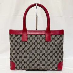 GUCCI グッチ トートバッグ GGキャンバス レザー ネイビー ベージュ レッド 002・1119 良品