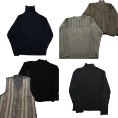 古着卸 まとめ売り セーター MIX 6枚セット (メンズ L ) ベスト ストライプ タートルネック リブニット 中古 古着 ND6584