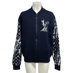 ルイヴィトン ブルゾン サイズL メンズ美品  - RM241M  ZD4 HQN04W ネイビー×白 24SS/モノグラムジップアップニットブルゾン コットン