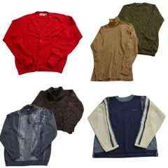 古着卸 まとめ売り セーター MIX 6枚セット (メンズ S ) ポロニット ハーフジップ カーディガン タートルネック 中古 古着 ND6717