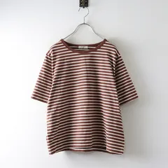 美品 2024SS スタジオクリップ studio CLIP USAコットン ボーダーTシャツ M ブラウン┃トップス【2400014776140】