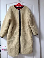 アイボリー ボア ロング ジャケット