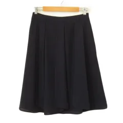 オフオン ofuon スカート フレア タック シフォン 40 紺 ネイビー
