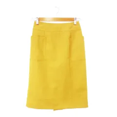 ナチュラルビューティーベーシック NATURAL BEAUTY BASIC スカート タイト ミモレ ロング ポケット バックスリット S 黄 イエロー /AH1