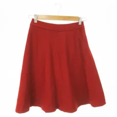 ナチュラルビューティーベーシック NATURAL BEAUTY BASIC スカート フレア ひざ丈 ウール キレイめ 通勤 小さいサイズ XS 赤 レッド /AO24