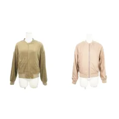 アースミュージック&エコロジー EARTH MUSIC & ECOLOGY Special Edition ジャケット ブルゾン リバーシブル ベロア ジップアップ ボーダー M 茶 ブラウン ピンク /MN3