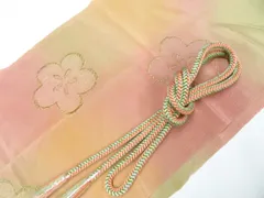 【一輝堂】和装小物 帯締め帯揚げセット 帯締 帯揚 丸組 ちりめん 暈し 花 金糸 26w01-750