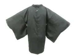 【一輝堂】黒羽織 縫紋 地紋入り しつけ付 羽織紐別売り 正絹 着物 身丈約81cm 裄丈63.5cm 26z01-351