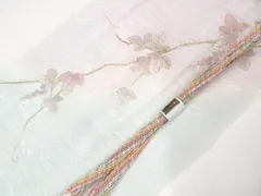 【一輝堂】和装小物 帯締め帯揚げセット 帯締 帯揚 夏物 絽 平組 暈し 美品 26w01-780