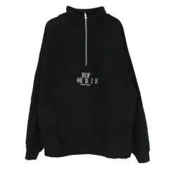 HUF ハフ ハーフジップ 刺繍 ロゴ プルオーバー スウェット ブラック系 L【中古】