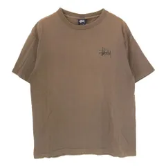 STUSSY ステューシー 90s OLD オールド USA製 紺タグ バックドラゴンプリント クルーネック 半袖 Tシャツ カーキ系 L【中古】