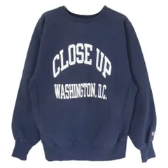 Champion チャンピオン USA製 90s 刺繍タグ REVERSE WEAVE CLOSEUPWASHINGTON.D.C リバースウィーブ スウェット ネイビー系 L【中古】