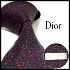ディオールオム  ブランド  ネクタイ  ネイビー×レッド  紺 赤  シルク  フランス製  Dior