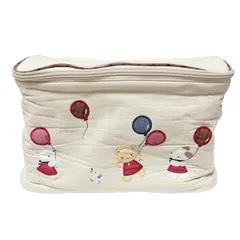 familiar(ファミリア) 小物入れ - ベージュ×レッド×マルチ 収納ケース コットン