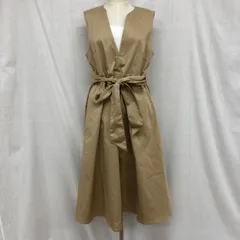 ルイルエブティック Vネックフレアワンピース バックリボン ストレッチチノ ジャンパースカート ベージュ ZOZOマルチサイズ 縦XS横M 低身長さん向け