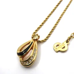 クリスチャンディオール Christian Dior ヴィンテージ ネックレス ドロップ モチーフ 金 ゴールド ラインストーン I2