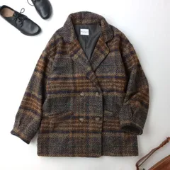 Classical Elf クラシカルエルフ ブークレー起毛チェック柄 ダブルジャケット コート アウター M (JE＋7744)25F