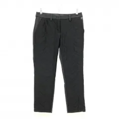 【美品】アディダス ナイロンパンツ 黒 前面キルティング ストレッチ 裏起毛  レディース XL ゴルフウェア adidas