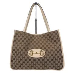 【GUCCI】 グッチ ホースビット トートバッグ 623694 GGキャンバス ベージュ ホワイト レディース バッグ 【中古品】 USED-A 【9356】