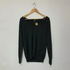 UNIQLO ユニクロ カシミア 100% 長袖 ヴィンテージ Vネック ニット チャコール XL