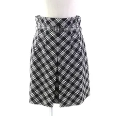美品★Christian Dior クリスチャンディオール 22AW 251J80A1244 裏地シルク混 ランウェイ着用 ベルト付 チェック柄 ボックスプリーツ 台形 スカート ブラック ホワイト 42 保存袋付き イタリア製 正規品 レディース