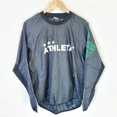 (^w^)b ATHLETA アスレタ ピステ ウインドブレーカー プルオーバー トップス ポリエステル100% ロゴプリント 薄手 サッカー フットサル トレーニングウェア スポーツ ブラック 黒 メンズ サイズL