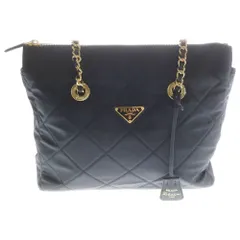 PRADA (プラダ) キルティング 2WAYバッグ ハンドバッグ ショルダーバッグ チェーンバッグ ブラック ナイロン 1BG468 ゴールド金具