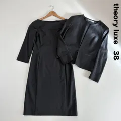 theory luxe セオリーリュクス☆EXECUTIVE ノーカラージャケット&7部袖ワンピース セットアップ 38 ネイビー