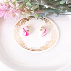 no.442　レジン　小石型　ニュアンス　暖色系　ぷっくり　ピアス　イヤリング　ハンドメイド